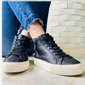UGG Black Leather High-Top Sneakers with Side Zip Size 8.5 Women’s